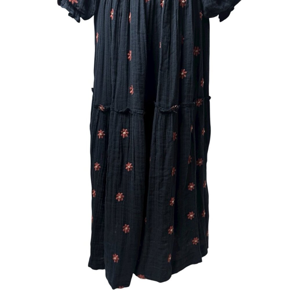 Free People‎ Dahlia Embroidered Maxi Dress Puff Sleeve Cottagecore Milk Maid M - Picture 9 of 13